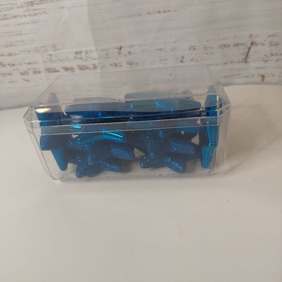 Pack of Ten 2.5 inche Star Shaped Christmas Tree Decorations Blue - Picture 5 of 6